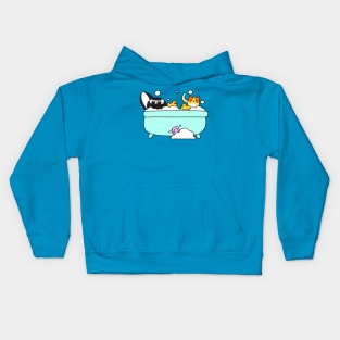 Skunk and Cat Bath Time Kids Hoodie